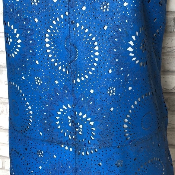 ASOS leather blue cutout shift dress, size 6 - Picture 3 of 9